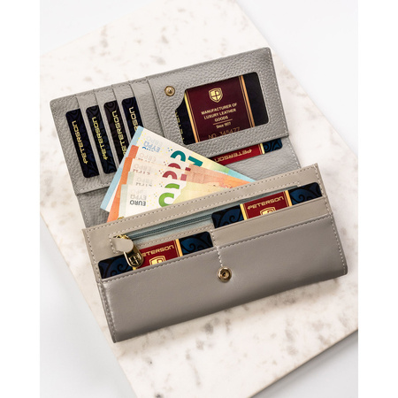 Horizontale, große Damen Geldbörse mit Blumenmuster und Innenreißverschlussfach – Peterson