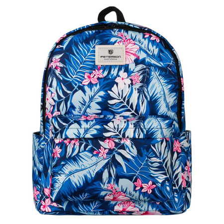 Städtischer Schulrucksack aus strapazierfähigem Polyester mit Pflanzenmuster – Peterson