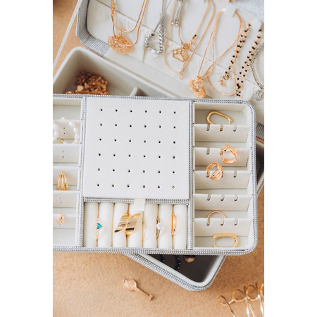 Graue, elegante Schatulle mit Schnappverschluss und Schlüssel – Peterson