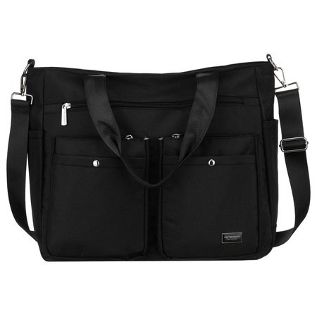 Schwarze, geräumige Damen-Laptoptasche aus Polyester – Peterson