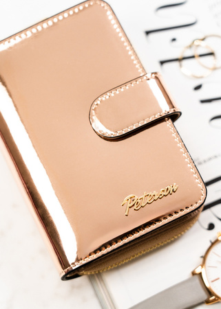 Kleine Damen Geldbörse in Gold aus echtem Leder mit Fotofach – Peterson