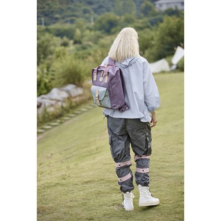 Lila-mintfarbener wasserabweisender City Rucksack mit Reißverschluss – Himawari