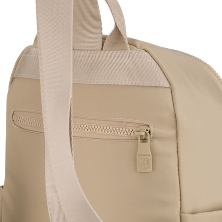 Kleiner Damen-Rucksack aus Polyester in Ecru, ein Hauptfach mit Außentasche - Peterson