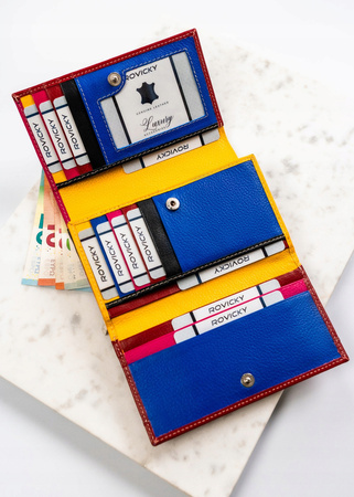 Elegante Damen Geldbörse aus Leder mit Druckknopf – Rovicky