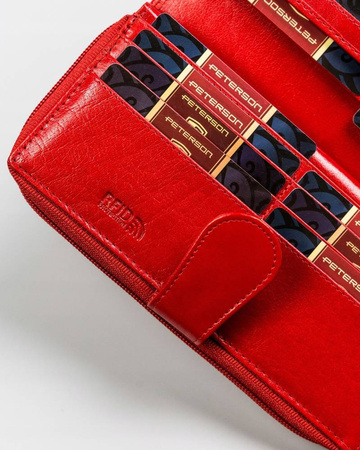 Große Damen Geldbörse aus Leder mit Reißverschluss und Druckknopf – Peterson