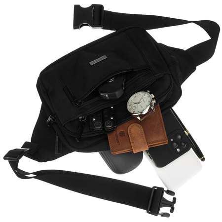 Peterson Herren-Gürteltasche schwarz, mit Reißverschluss, ein Fach