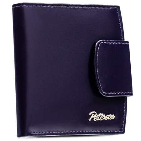 Damen-Geldbörse aus Leder, violett, mit RFID-System, mit Druckknopfverschluss – Peterson