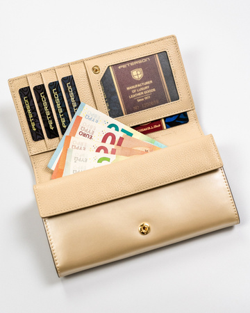 Praktische Damen Geldbörse in Beige mit RFID-Schutz – Peterson