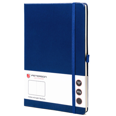 Notizbuch A5 in Marineblau, ausgestattet mit einem Gummibandverschluss – Peterson