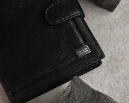 Große Herren Geldbörse aus Echtleder mit Druckknopf – Rovicky