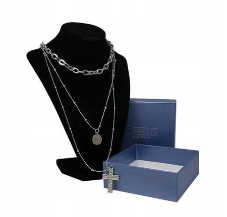 Versilberte Damen Halskette mit Münze und Kreuz – Lorenti