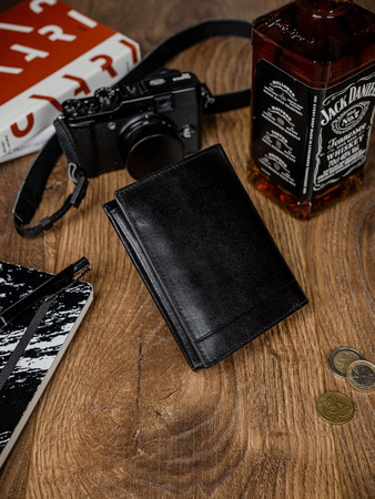 Vertikale kompakte Herren Geldbörse aus Echtleder mit RFID – Pierre Cardin