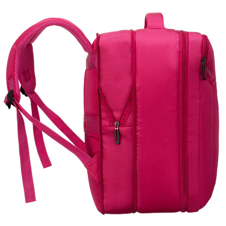 Rosa Reise-Rucksack aus Polyester mit einem Gurt zur Befestigung am Koffer – Peterson