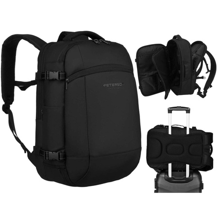 Reiserucksack in Schwarz mit Vakuumfach und USB-Anschluss – Peterson
