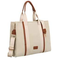 Modische Damen Shopper Tasche in Braun-Beige mit verstellbarem Gurt – Peterson