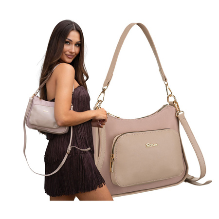 Damen-Umhängetasche aus Nylon in Rosa, mit Reißverschluss – Peterson