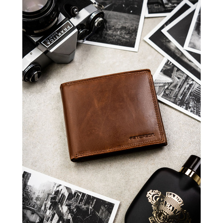 Große braune Herren-Geldbörse aus Leder mit RFID-System - Peterson