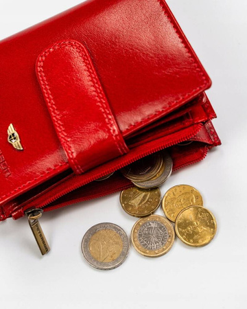 Mittelgroße Damen Geldbörse aus Leder mit Druckknopf und Reißverschluss – Peterson