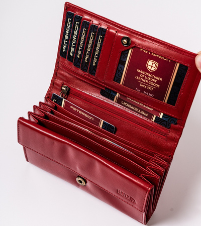 Damen Geldbörse aus Leder mit Außentasche – Peterson