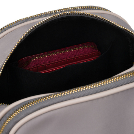 Nylon-Damen-Umhängetasche in Grau, mit Reißverschluss und Magnetclip verschließbar - Peterson