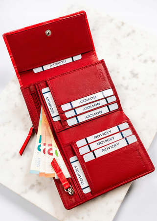 Damen Geldbörse aus echtem Leder mit Druckknopf – Rovicky