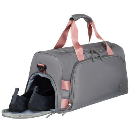 Wochenend-Reisetasche in Grau-Rosa mit Koffergurt – Peterson