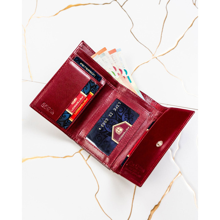 Kleine Damen-Geldbörse aus Naturleder in Rot – Peterson