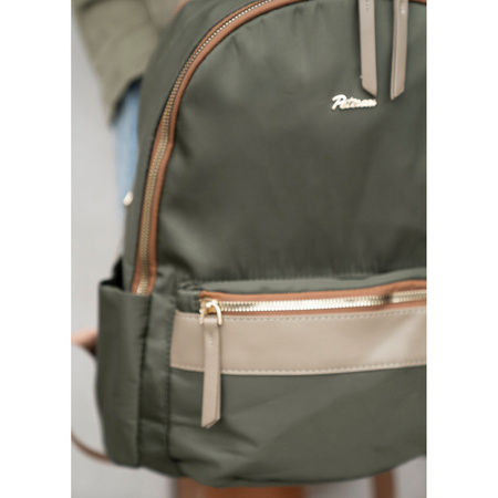 Grüner, städtischer Damenrucksack aus Polyester mit Reißverschlüssen verschließbar – Peterson