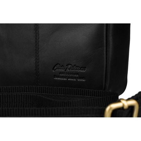 Herren Umhängetasche aus Leder mit goldenem Reißverschluss – Peterson