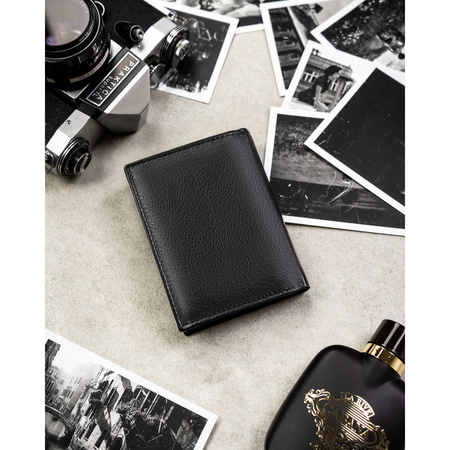 Schwarze Herren-Geldbörse aus echtem Leder mit Fahrzeugbrieffach - Rovicky