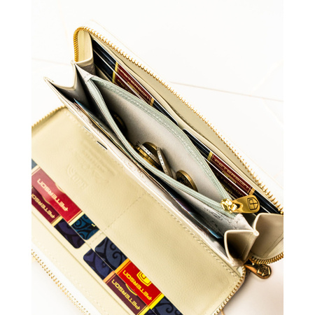 Damen-Geldbörse-Federmäppchen mit Blumen aus Natur- und Öko-Leder mit Reißverschluss – Peterson