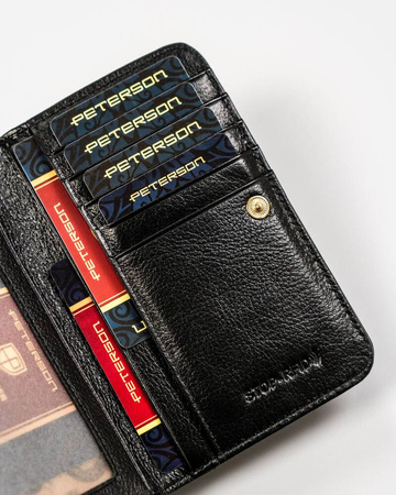 Lackierte Damen Geldbörse in Schwarz mit Reißverschluss und RFID – Peterson