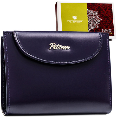 Kleine Damen-Geldbörse aus Leder in violetter Farbe - Peterson