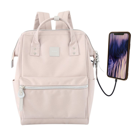 Rucksack in Puderrosa mit verstellbaren Gurten und USB-Anschluss – Himawari