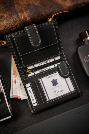 Klassische, große Herren Geldbörse aus echtem Leder mit Druckknopf – Always Wild