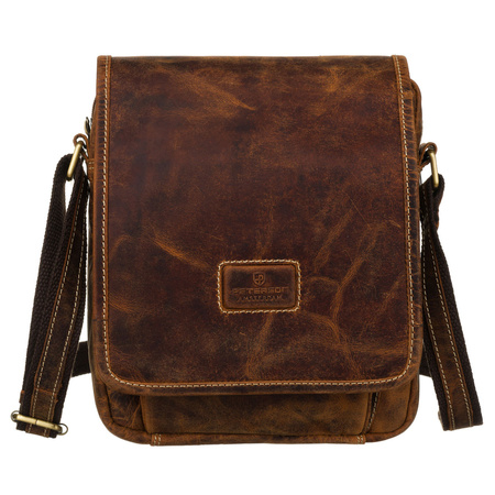 Herren-Umhängetasche aus Leder mit Klappe in Braun – Peterson