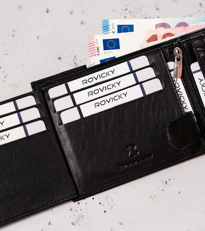 Große Herren Geldbörse aus Leder mit Druckknopfverschluss – Always Wild