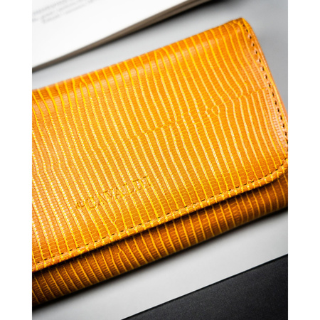 Braune, horizontale Damen-Geldbörse aus Öko-Leder mit Druckknopfverschluss - 4U Cavaldi