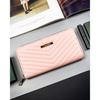 Rosa, große Damen-Geldbörse aus Öko-Leder im Fischgrätmuster mit Reißverschluss - 4U Cavaldi