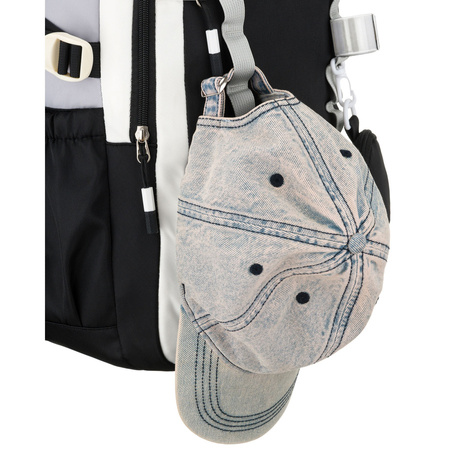 Schwarz-weißer Schulrucksack aus Polyester mit einer praktischen zusätzlichen Tasche – Peterson