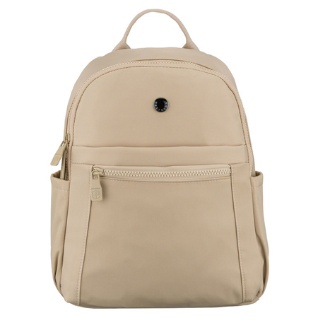 Kleiner Damen-Rucksack aus Polyester in Ecru, ein Hauptfach mit Außentasche - Peterson