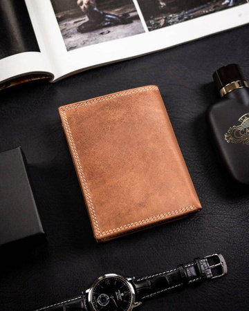 Große Herren Geldbörse aus Echtleder in Hochformat – Always Wild