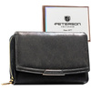 Schwarze Damen-Geldbörse aus Öko-Leder mit Druckknopf- und Reißverschluss – Peterson