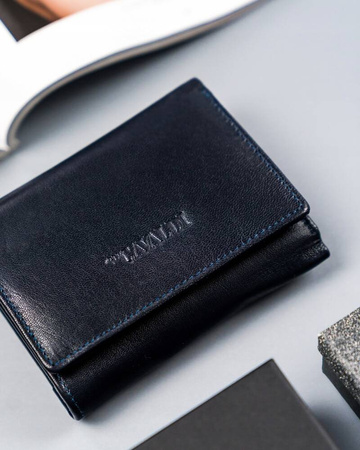 Kleine Damen Geldbörse querformat aus echtem Leder mit Druckknopf – 4U Cavaldi