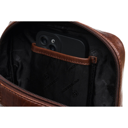 Herren-Umhängetasche aus Leder in Braun – Peterson