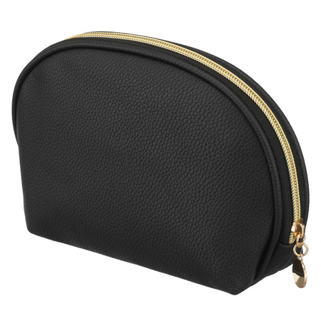 Schwarze Kosmetiktasche aus Öko-Leder mit Reißverschluss - Rovicky