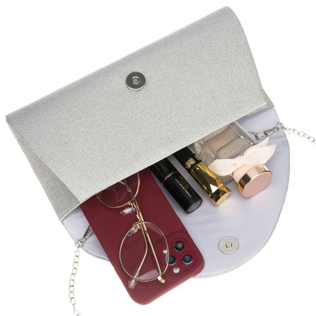 Brokat-Damen-Clutch aus synthetischem Stoff in Silberfarbe - Rovicky