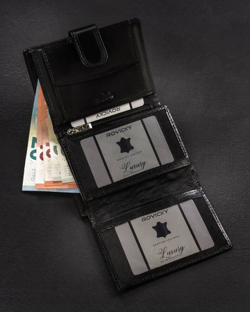 Herren Geldbörse Hochformat aus Leder mit Druckknopf – Rovicky