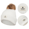 Warme weiße Damen Mütze mit Fellbesatz – Peterson