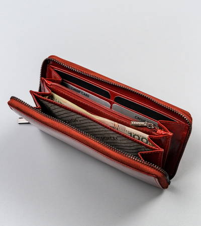 Große Damen Geldbörse in Federmäppchen-Form mit Reißverschluss – Rovicky